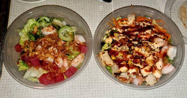 Shrimp/Ahi on the L, "High Tide" on the R.