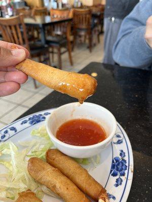 Fried shrimp roll with sweet chili sauce