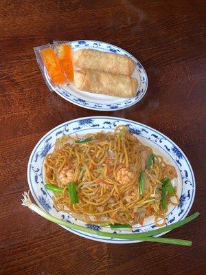 Shrimp Lo Mein and Chicken Egg Roll