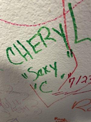 Cheryl writing on the wall