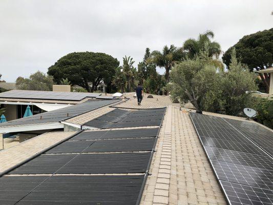 This roof has a large system for both the home and swimming pool.