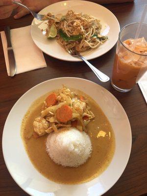 Massaman Curry, Pad Thai, and Thai Tea.