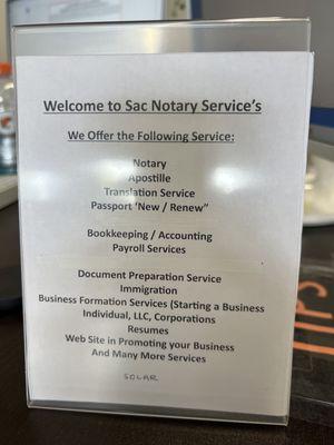 Services offered