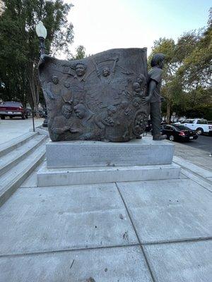 The other side of the statue with historical info