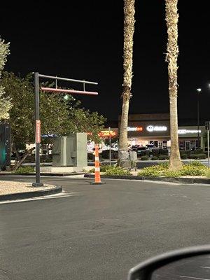 Drive thru blocked off before listed closing time. AGAIN