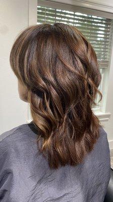 Grey coverage, hilights, color glaze, haircut, blowout, modern waves oh my!