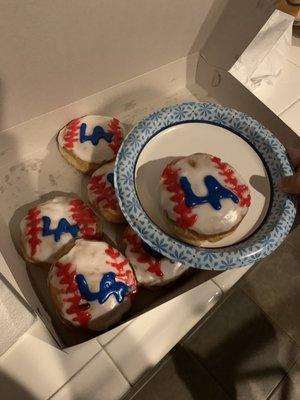 Celebrating 2020 MLB World Series win right w/ donuts!