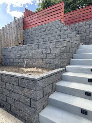 Split face retaining walls