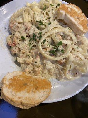 Crawfish Alfredo fettuccine