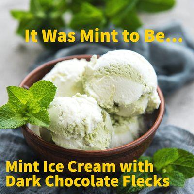 It Was Mint to Be Mint Ice Cream with Dark Chocolate Flecks...  made with fresh mint!