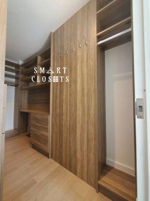 Custom wardrobe Closet Apre-Ski Finish Designed By Smart Closets