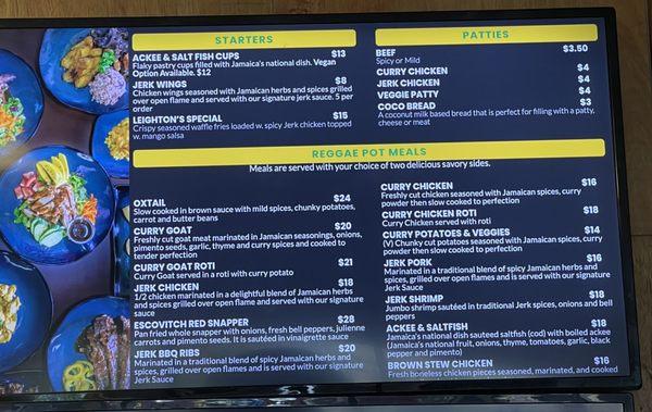 Menu as of July 2022