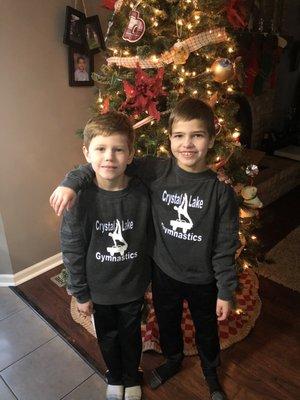 Two team boys excited about their new gear!