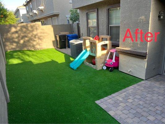 Turf and paver patio