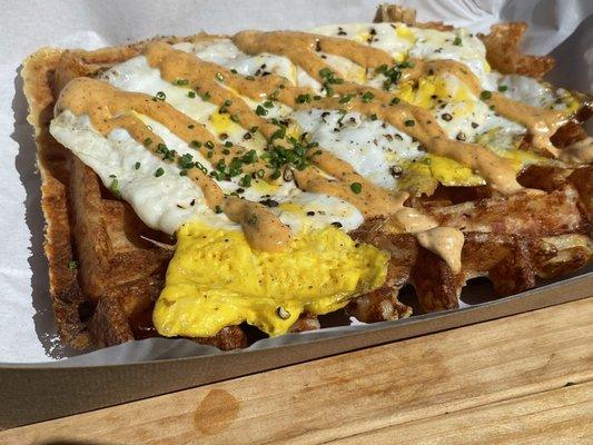 Ham, Egg and Cheese Savory Waffle