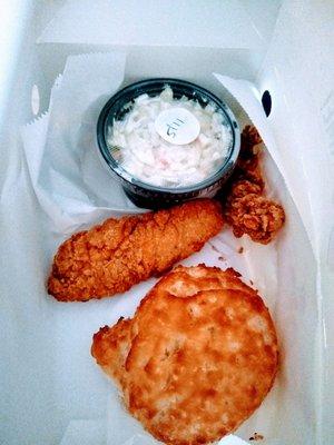 2pc tenders kid's meal with coleslaw choice (biscuit included and drink)