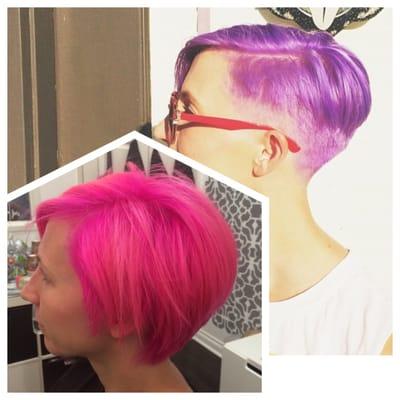 Went from purple pixie to neon pink bob