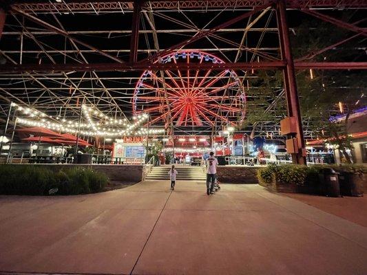 The hotel is just on the other side of the Farris wheel