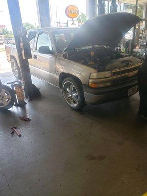 Jon taking care of my son's truck