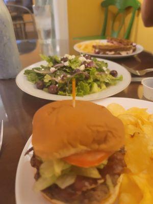 Blue cheese Burger and salad