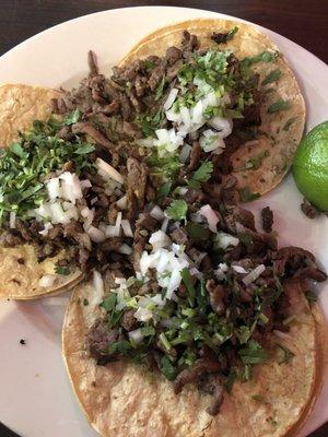 Carne Asada tacos $10.95. Delicious!