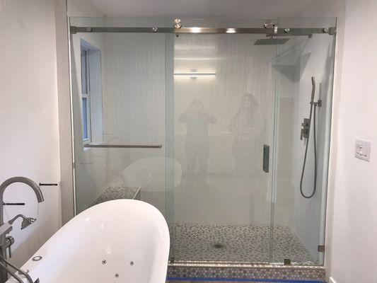 Master bath shower enclosure.