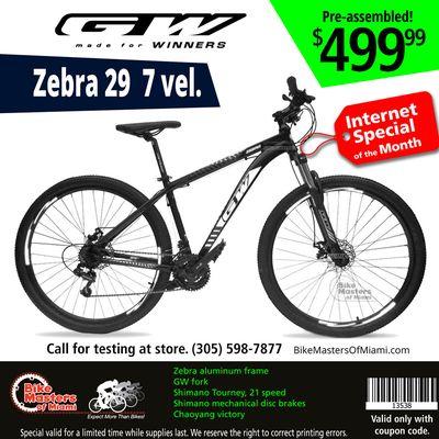 $499 ZEBRA 29 GW - 7 VEL. D/B MECHANICAL H/LO YEAR: 2021