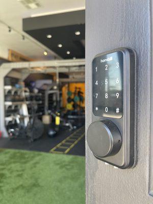 Pass code allows safe and secure access to the gym