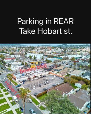 PARKING in REAR / take Hobart St. to entrance Parking lot.