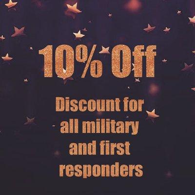 Special discount for public safety and military personnel.