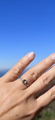 Engagement ring with salt-and-pepper diamond