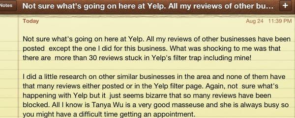 Not sure what is going on at Yelp with this business.Can anyone let me know. Thanks