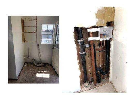 Laundry area remodel - relocate and upgrade water and drain lines