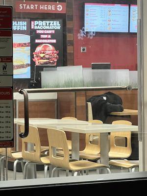 Employee asleep on the table