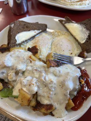 #5 - sausage gravy, home fries, eggs and toast