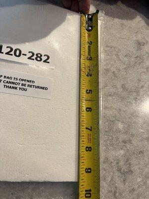 Should be 9 3/4" but is less than 9 1/2"