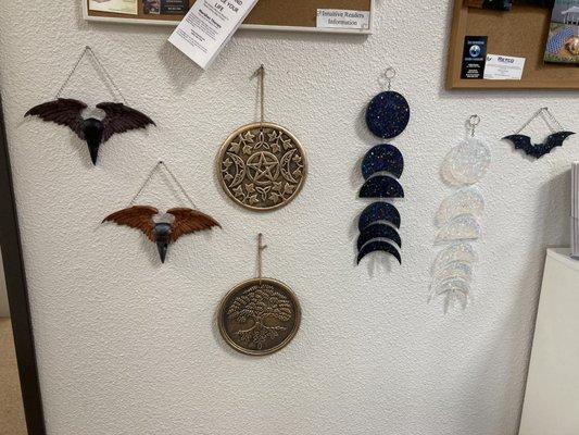 Handmade Resin crows and moon phases.