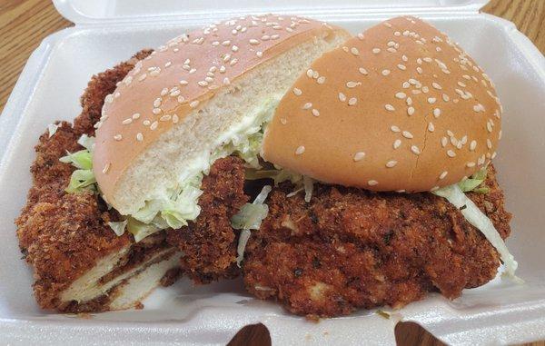 Paneed Chicken on Bun