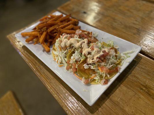 Halibut Tacos with Sweet Fries Side