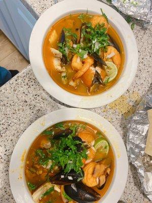 This is one order of Mexican seafood soup