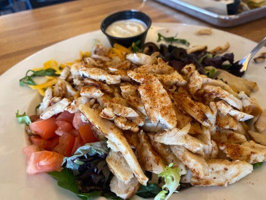 Salad with buffalo chicken