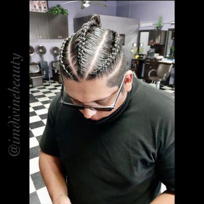 Man braids bun