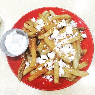 Greek fries with side of tzatziki.