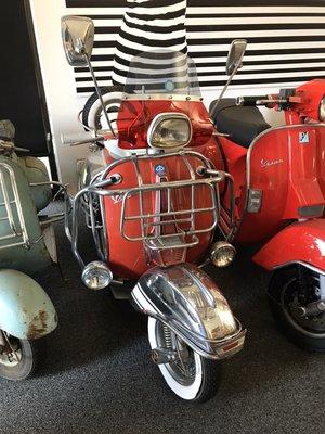 Vintage Vespa with chrome rack