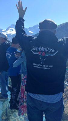 Bringing the Rambling Rose to the Glacier in Alberta,Canada.