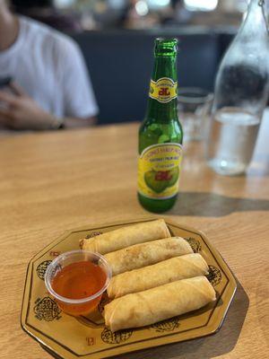 Vegan egg rolls with sweet chilli sauce