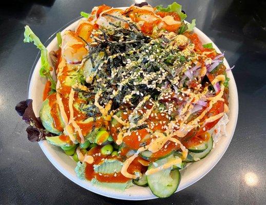 3 item Poke Bowl... MASSIVE & delicious !!