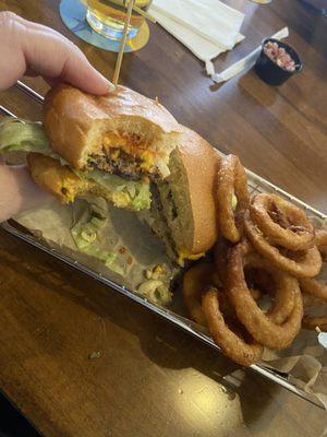 McLovin' Burger + onion rings