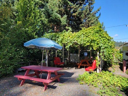 Shaded seating area