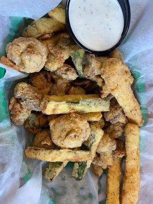 Fried Mushrooms and Zucchini Combo